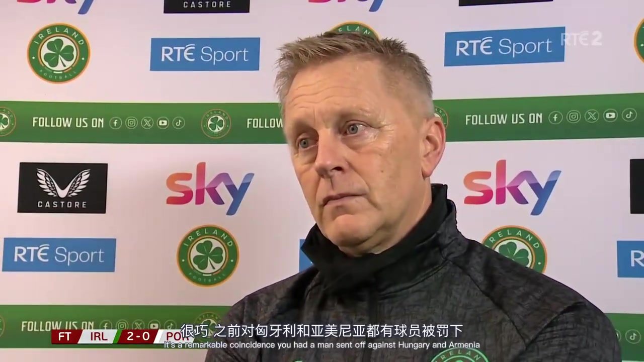 爱尔兰主帅谈C罗肘击他自己失控了却把责任归到裁判或别人身上
