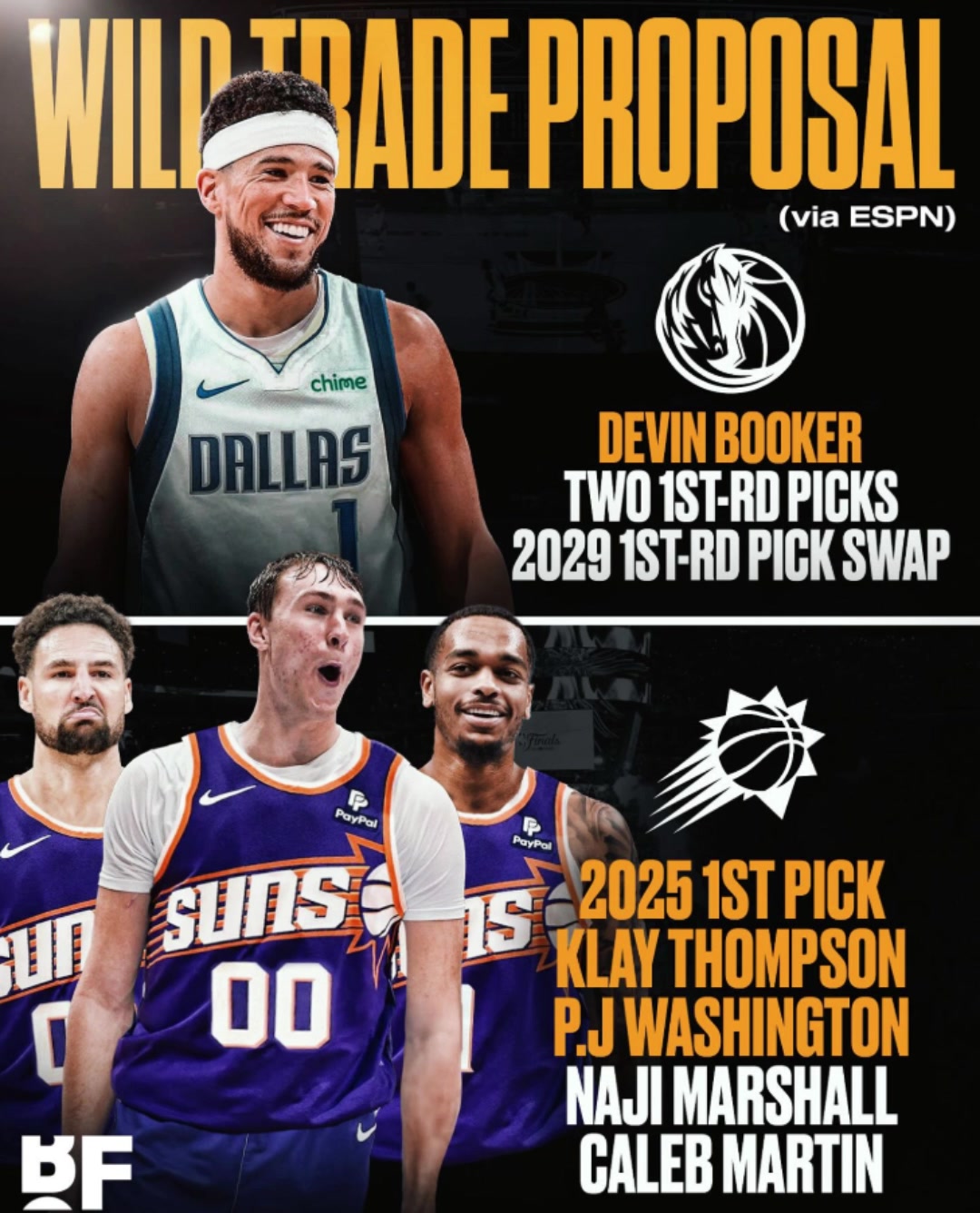 美媒建议独行侠出状元签克莱等四将换得太阳队德文-布克