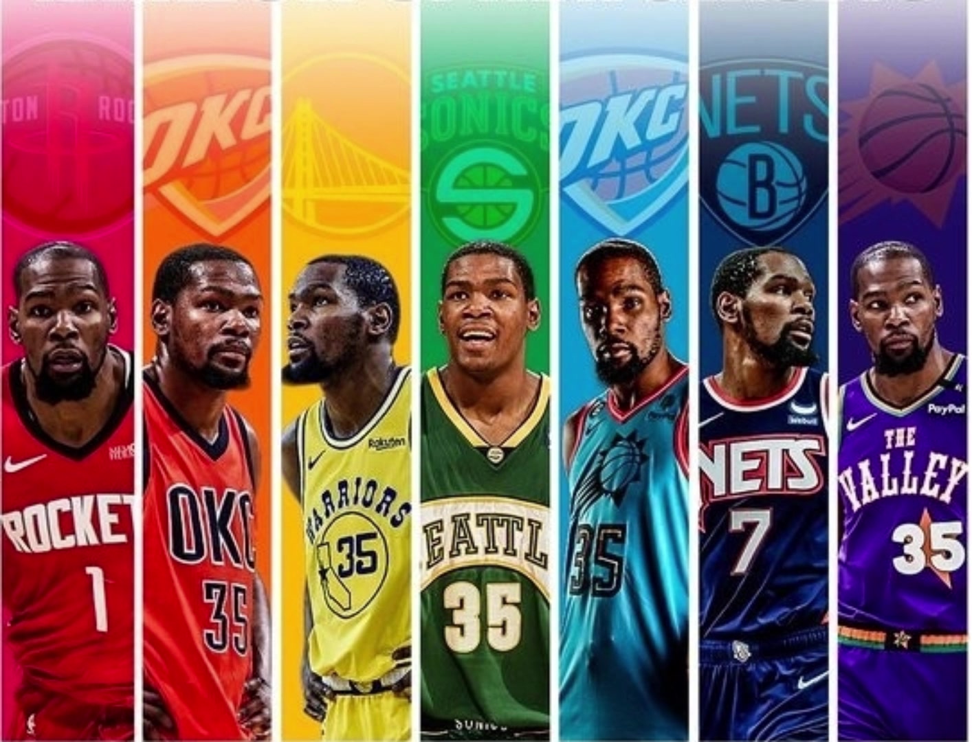 还是那一抹红最爱加盟火箭后 杜兰特也集齐了彩虹球衣了