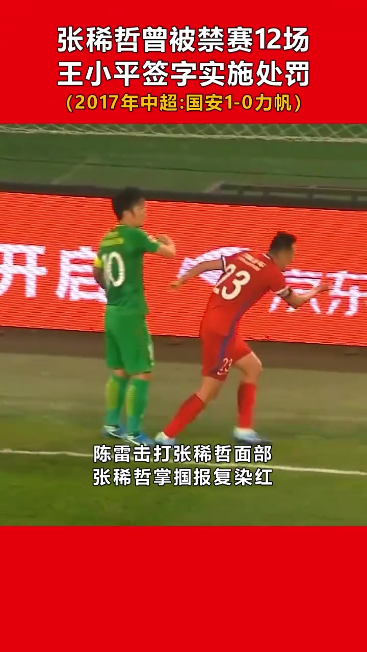 当年张稀哲曾掌掴染红被禁赛12场王小平签字实施处罚